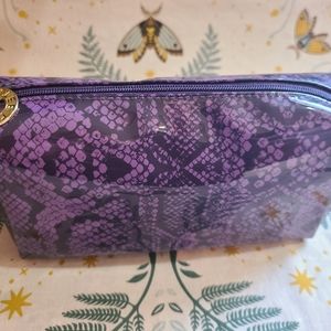 Estee Lauder Purple Faux Snake Skin Plastic Makeup Bag